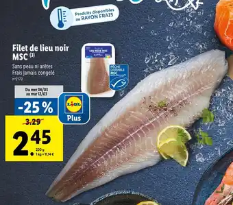 Lidl Filet de lieu noir MSC offre