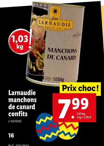 Lidl JEAN LARNAUDIE Manchons de canard confits offre