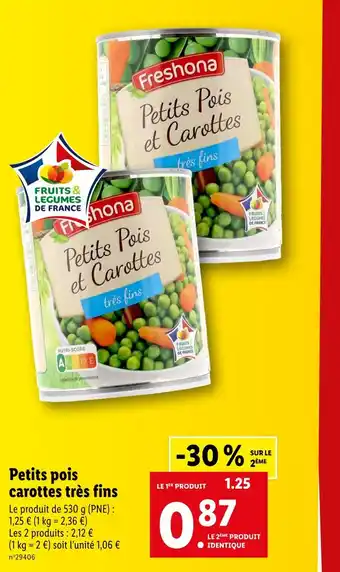 Lidl FRESHONA Petits pois carottes très fins offre