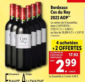 Lidl Bordeaux Cos du Roy 2022 AOP offre