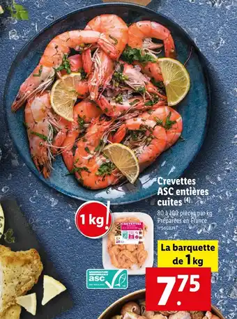 Lidl Crevettes ASC entières cuites offre