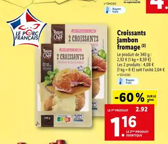 Lidl Croissants jambon fromage offre