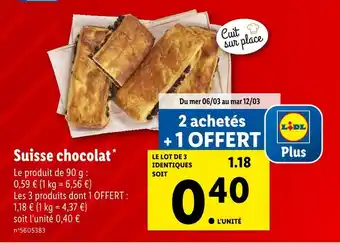 Lidl Suisse chocolat offre