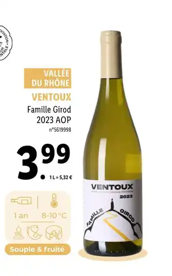 Lidl Famille Girod VALLÉE DU RHÔNE VENTOUX offre