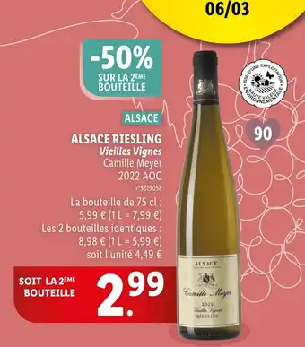 Lidl Camille Meyer RIESLING Vieilles Vignes offre
