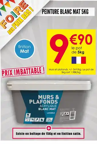 Décor Discount PEINTURE BLANC MAT 5KG offre