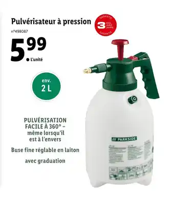 Lidl PARKSIDE Pulvérisateur à pression offre