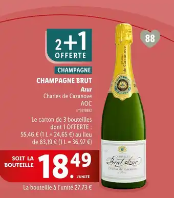 Lidl Charles de Cazanove CHAMPAGNE BRUT Azur offre