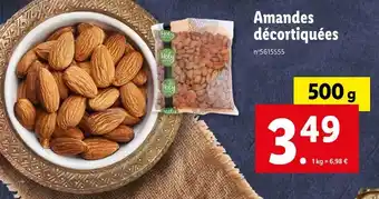 Lidl Holy Amandes décortiquées offre