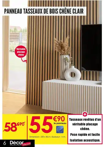 Décor Discount PANNEAU TASSEAUX DE BOIS CHÊNE CLAIR offre
