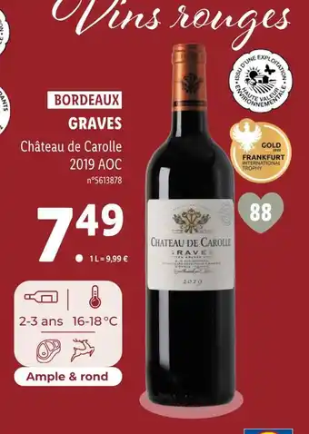 Lidl Château de Carolle GRAVES offre