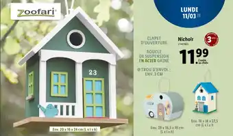 Lidl Zoofari Nichoir offre