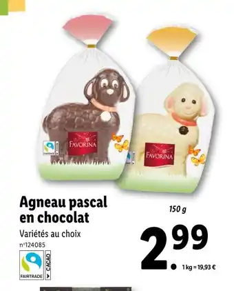 Lidl FAVORINA Agneau pascal en chocolat offre