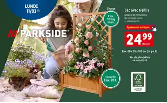 Lidl PARKSIDE Bac avec treillis offre