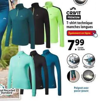 Lidl CRIVIT T-shirt technique manches longues offre