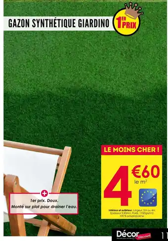 Décor Discount GAZON SYNTHÉTIQUE GIARDINO offre