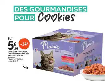 E.Leclerc EMINCÉS EN SAUCE POUR CHATS ADULTES STÉRILISÉS "LES REPAS PLAISIR" offre