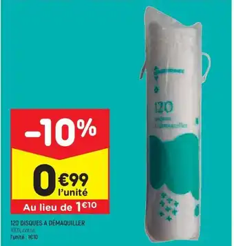 Leader Price 120 DISQUES A DÉMAQUILLER offre