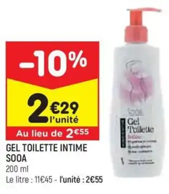 Leader Price GEL TOILETTE INTIME SOOA 200 ml offre