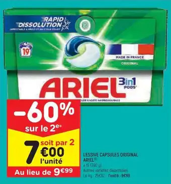Leader Price LESSIVE CAPSULES ORIGINAL ARIEL offre