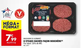 ALDI BOUCHERIE ST-CLÉMENT 8 STEAKS HACHÉS FAÇON BOUCHÈRE offre