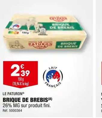 ALDI LE PATURON BRIQUE DE BREBIS offre