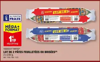 ALDI TOQUES ET TARTES LOT DE 2 PÂTES FEUILLETÉES OU BRISÉES offre
