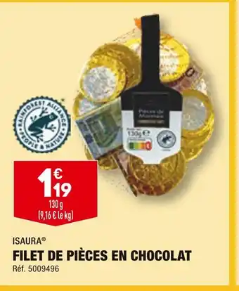 ALDI ISAURA FILET DE PIÈCES EN CHOCOLAT offre