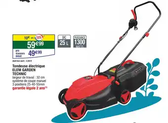 Cora x Carrefour ELEM GARDEN TECHNIC Tondeuse électrique offre