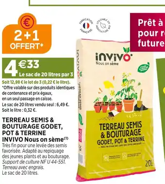 Delbard INVIVO Nous on sème TERREAU SEMIS & BOUTURAGE GODET, POT & TERRINE(1) offre