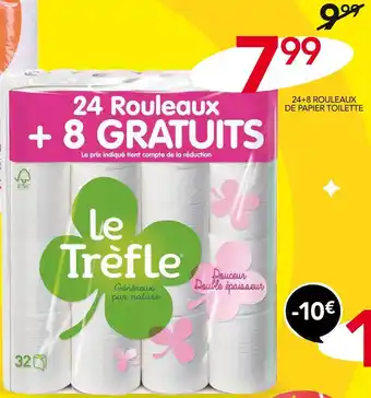 Stokomani Le trèfle 24+8 ROULEAUX DE PAPIER TOILETTE offre