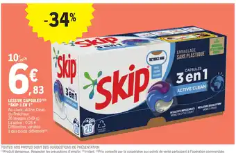 E.Leclerc Express LESSIVE CAPSULES SKIP 3 EN 1 offre