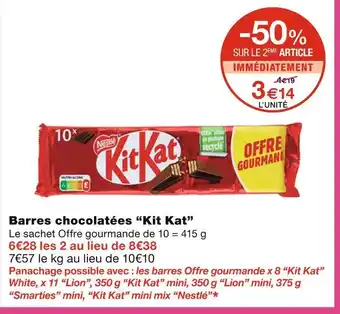 Monoprix Kit Kat Barres chocolatées offre