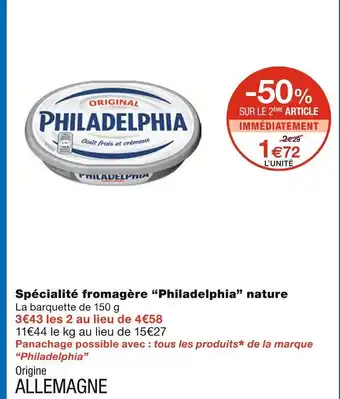 Monoprix Philadelphia Spécialité fromagère nature offre