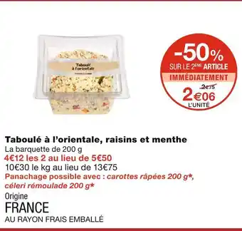 Monoprix Taboulé à l’orientale, raisins et menthe offre