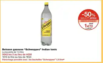 Monoprix Schweppes Boisson gazeuse Indian tonic offre