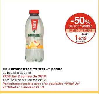 Monoprix Vittel + Eau aromatisée pêche offre