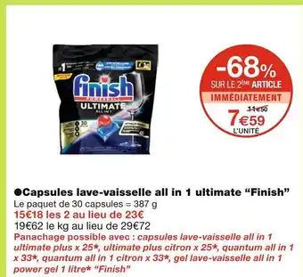 Monoprix Finish Capsules lave-vaisselle all in 1 ultimate offre