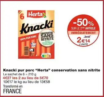 Monoprix Herta Knacki pur porc conservation sans nitrite offre