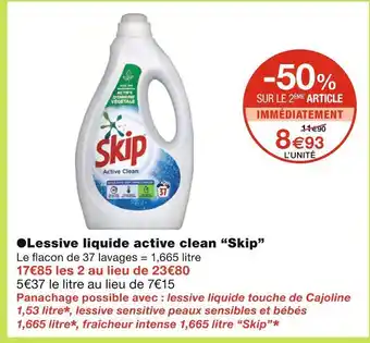 Monoprix Skip ●Lessive liquide active clean offre