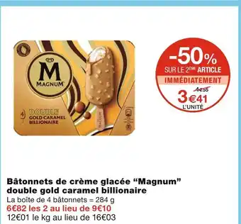 Monoprix Magnum Bâtonnets de crème glacée double gold caramel billionaire offre
