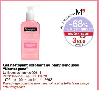 Monoprix Neutrogena Gel nettoyant exfoliant au pamplemousse offre