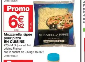 Promocash Mozzarella rapee pour pizza en cuisine offre