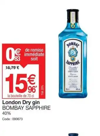 Promocash London Dry gin BOMBAY SAPPHIRE offre