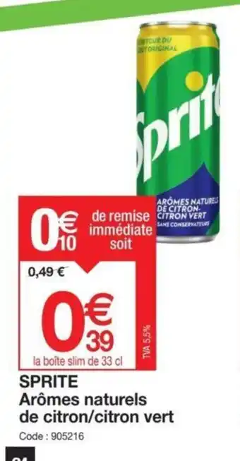 Promocash Sprite aromes naturels de citron/Citron vert offre