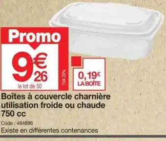 Promocash Boîtes à couvercle charnière utilisation froide ou chaude 750 cc offre