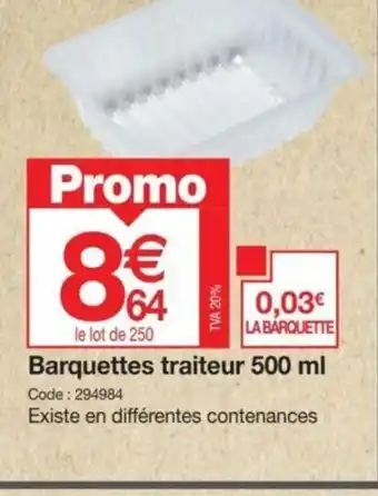 Promocash Barquettes traiteur 500 ml offre