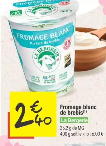 Les Comptoirs de la Bio Fromage blanc de brebis offre