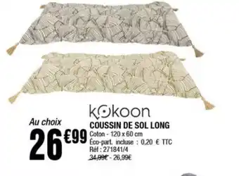 La Foir'Fouille COUSSIN DE SOL LONG Coton - 120 x 60 cm offre