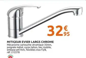 Mr Bricolage MITIGEUR EVIER LARGS CHROME offre